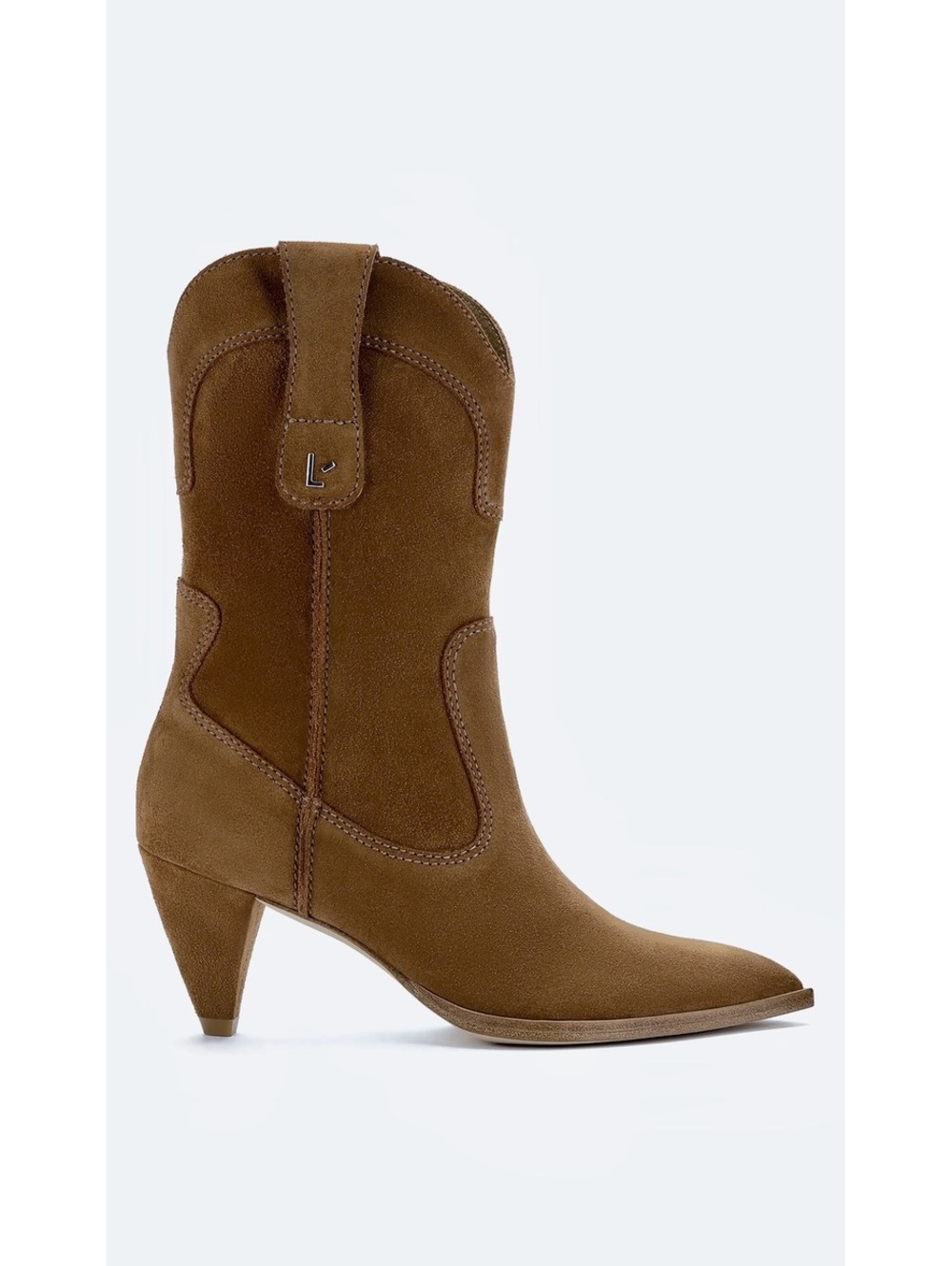 Larroudé Thelma Brown Suede Mid-Calf Boots Pointed Toe Size 11 Brand New